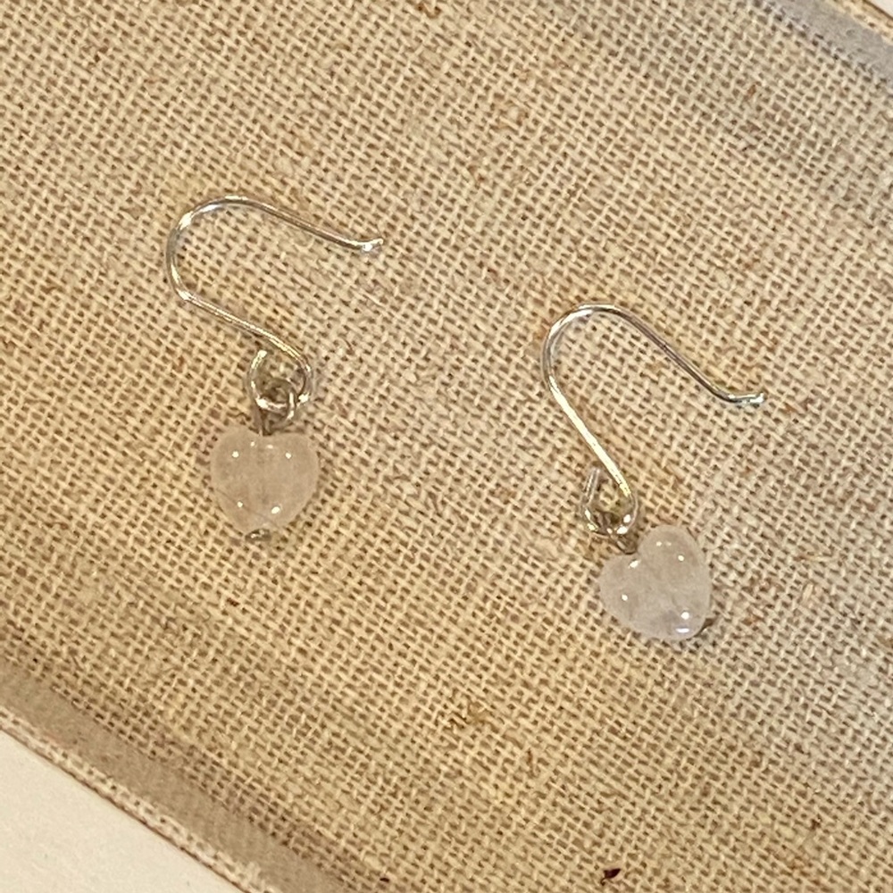 Silver and glass heart earrings
